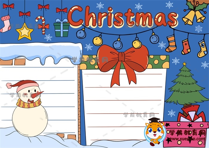有趣的英文圣诞节手抄报绘画作品，圣诞节英文手抄报文字怎样写
