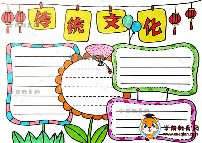 中国传统文化手抄报简易画法，一看就会的传统文化手抄报模板