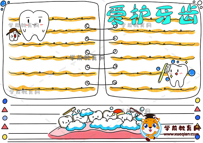 如何画有创意的爱护牙齿手抄报，爱护牙齿手抄报详细画法教程