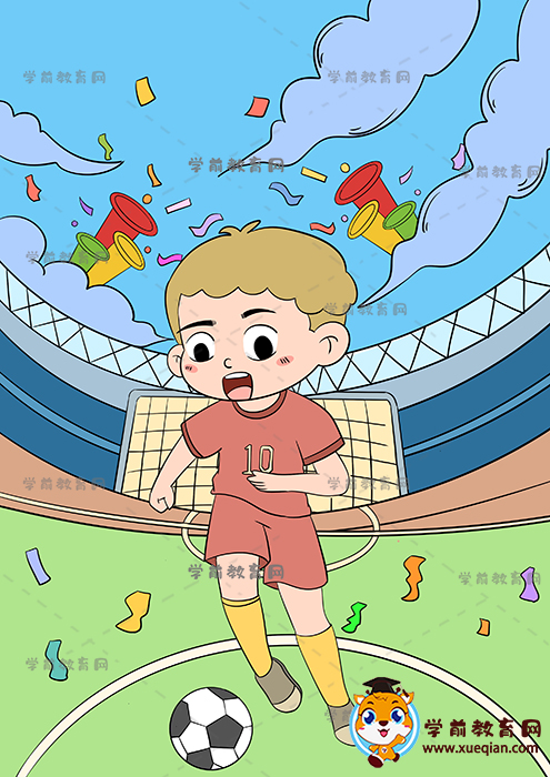 竖版世界杯儿童画绘画模板教程，2022世界杯儿童画详细画法步骤