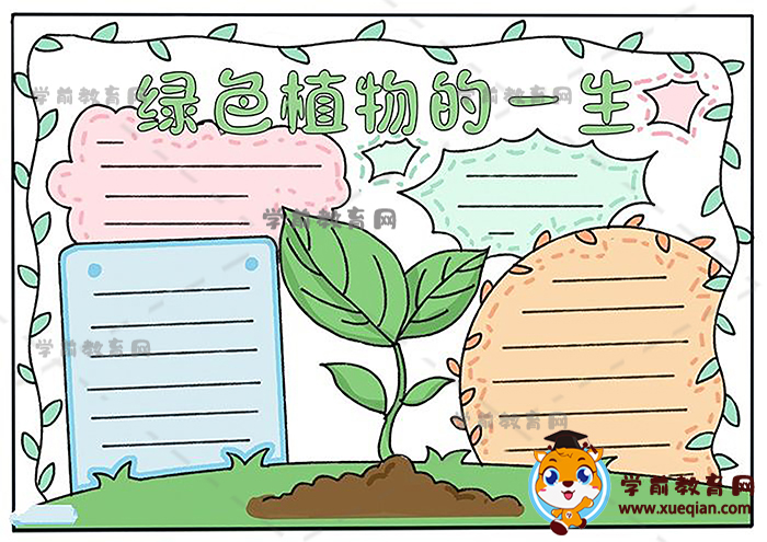 绿色植物的一生手抄报简单模板画法，绿色植物的一生手抄报文字写什么