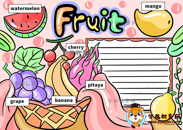 小学版水果手抄报简单模板画画方法，以水果为主题的手抄报作品写什么
