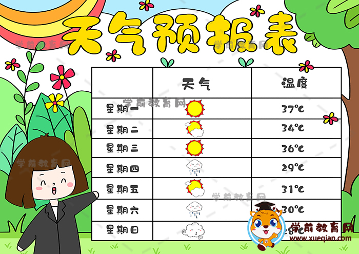 天气预报表手抄报