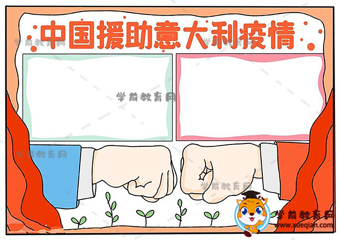 中国援助意大利疫情手抄报