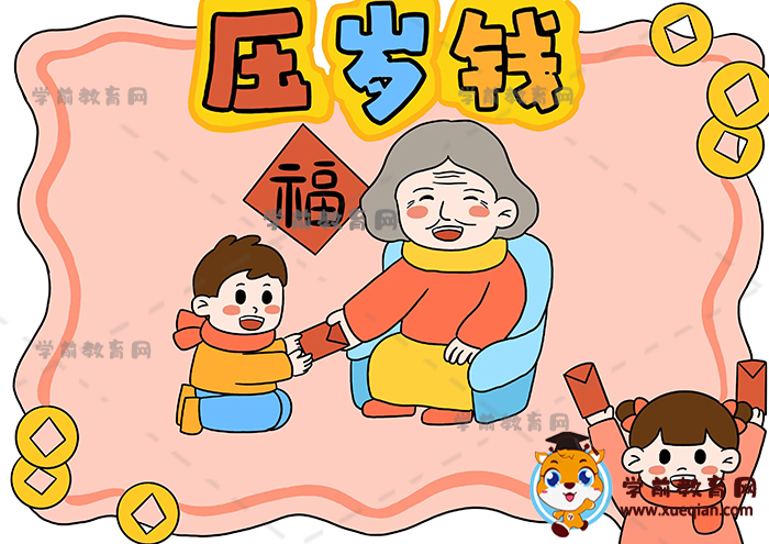 压岁钱手抄报