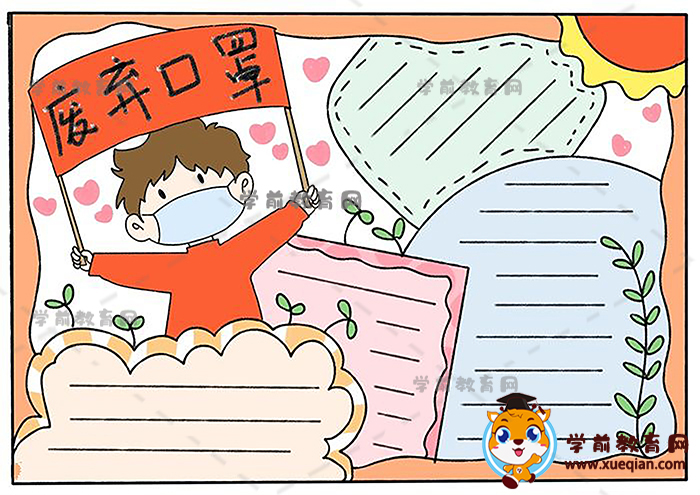好看的废弃口罩手抄报图片素材，简单的废弃口罩手抄报模板