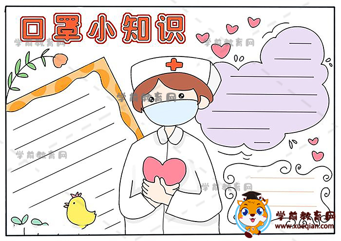 简单的口罩小知识手抄报图片，详细的口罩小知识手抄报绘画步骤