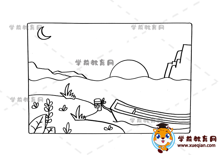 暮江吟诗配画