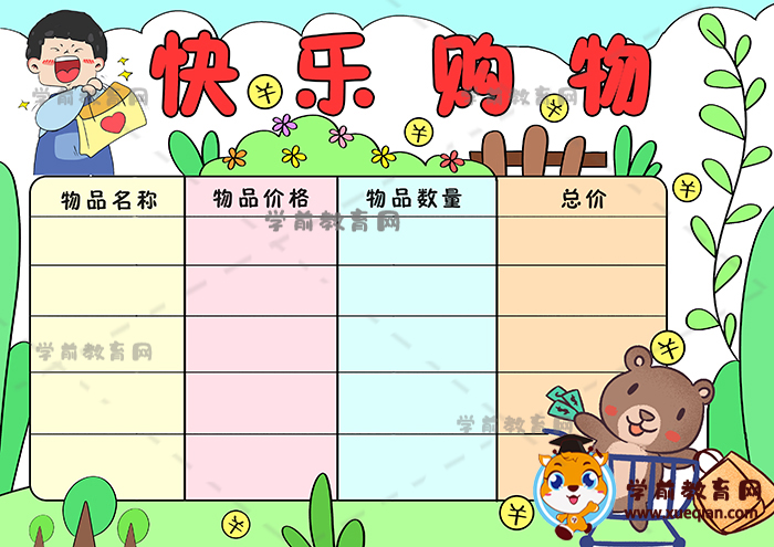 快乐购物手抄报