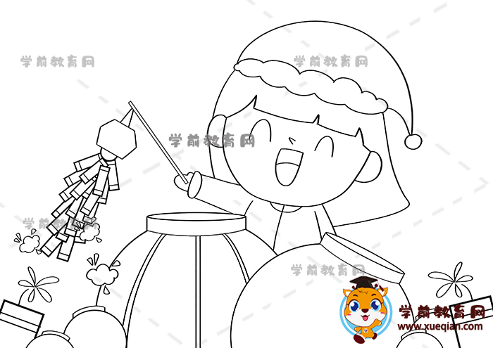 春节元旦儿童画