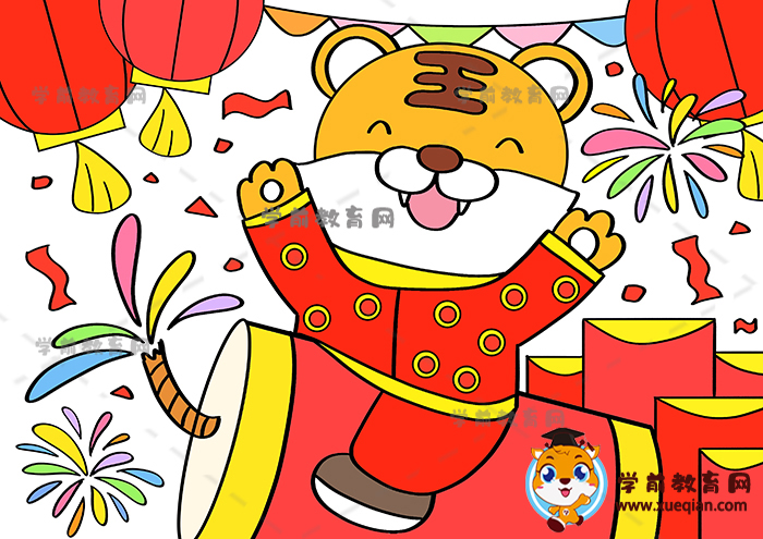 虎年画虎儿童画