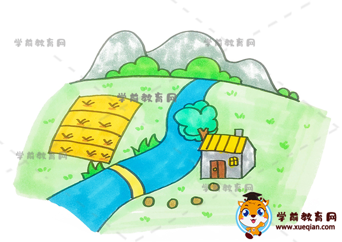 二年级家乡的画怎么画简单好看，小学生家乡儿童画创意画法教程